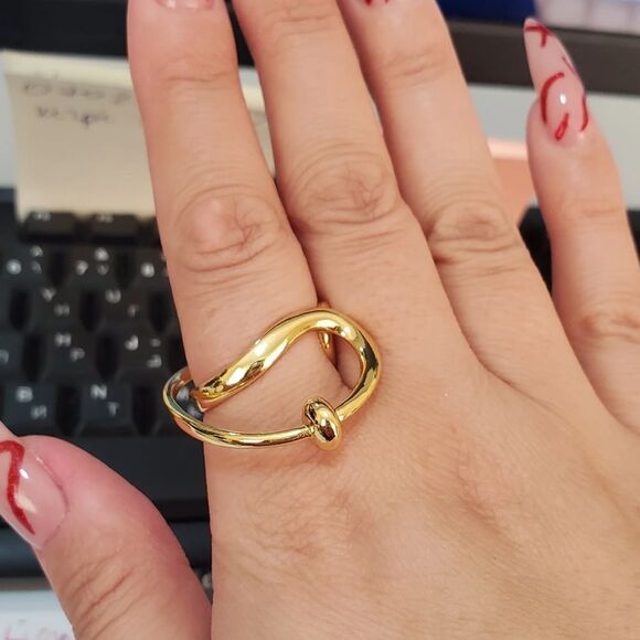 The Extra Abstract statement geometric ring in yellow gold plating over 925 - Picture 1 of 8